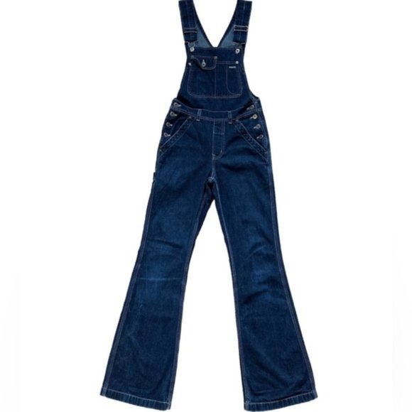 Silver Jeans Denim - Vintage Silver Jeans Denim Overalls Flare Leg Dark Wash 90's Y2K - Size 1/33